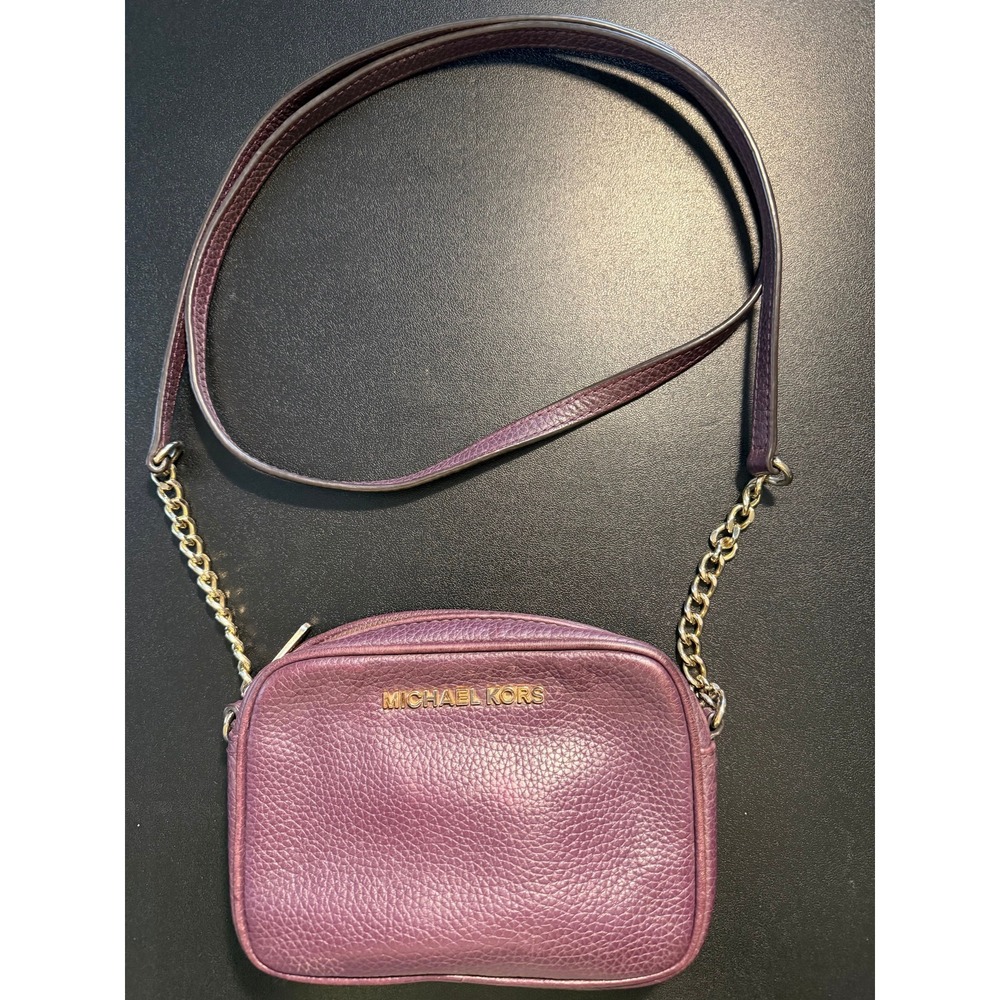 Michael Kors Jet Set Cross Body in Plum Pebbled Leather